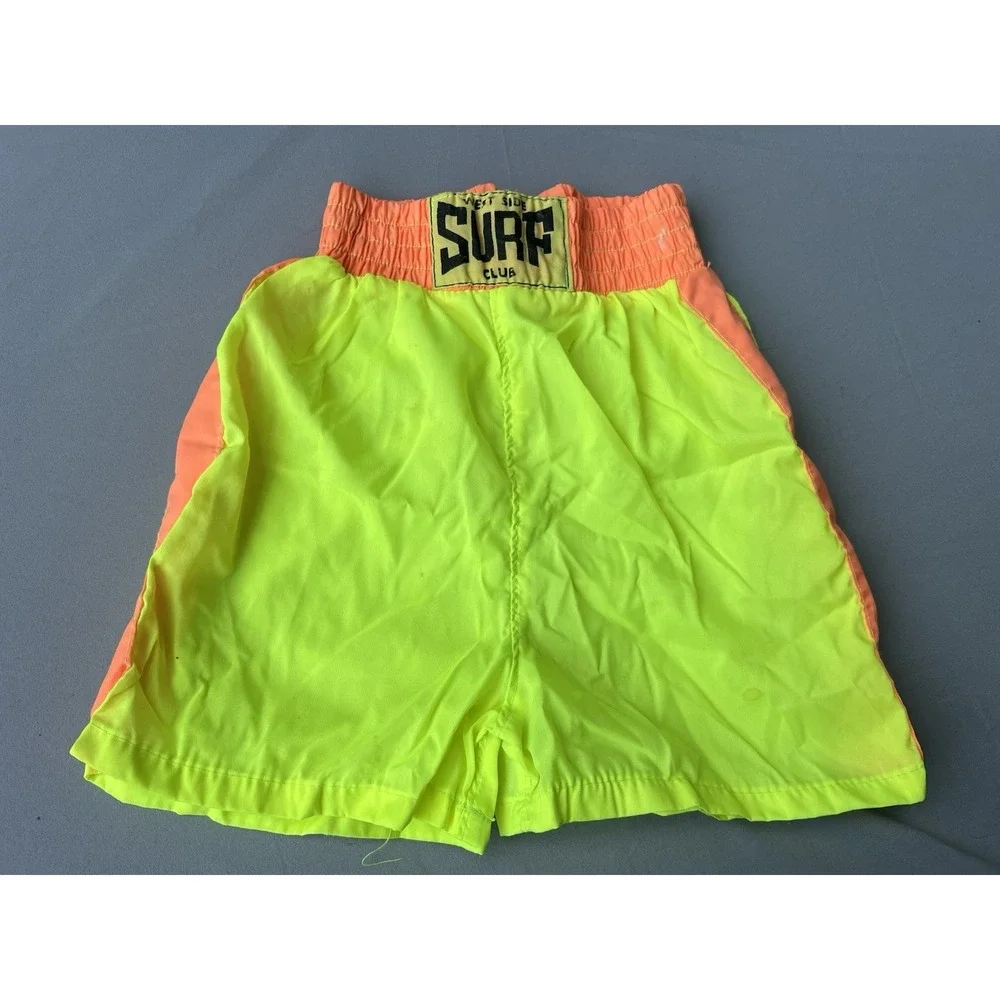 Vintage Wes Raise Surf Company Boy Shorts Boxing Yellow Nylon Retro Size 10‎